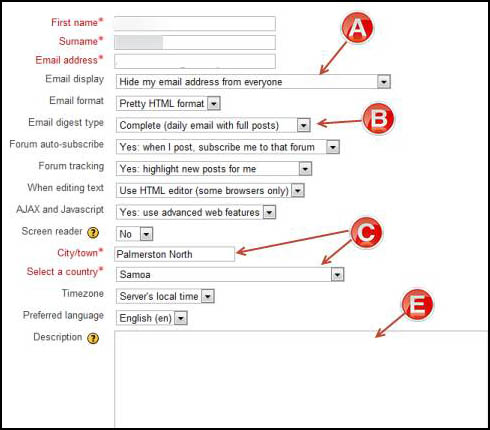 editing profile detail